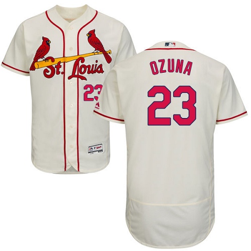 Cardinals #23 Marcell Ozuna Cream Flexbase Authentic Collection Stitched MLB Jersey - Click Image to Close